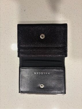 Halogen Black Men’s Leather Card Holder with Snap Closure